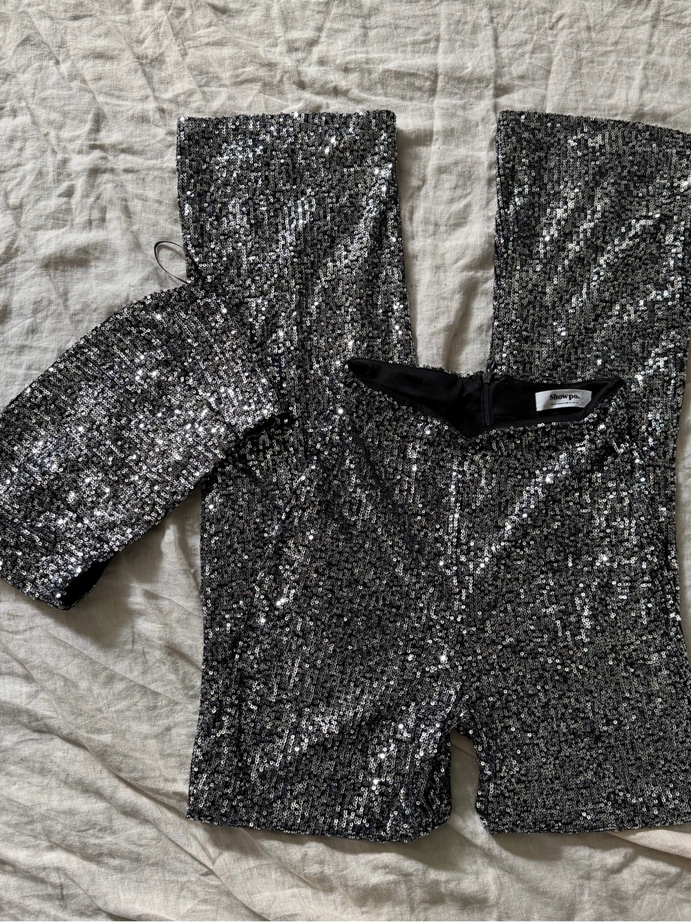 Showpo Imogen Silver Sequin Two Piece Set